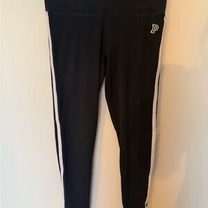 Victoria's Secret Black Leggings with White Side Stripes